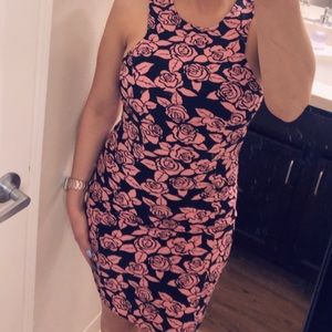Black & pink roses dress